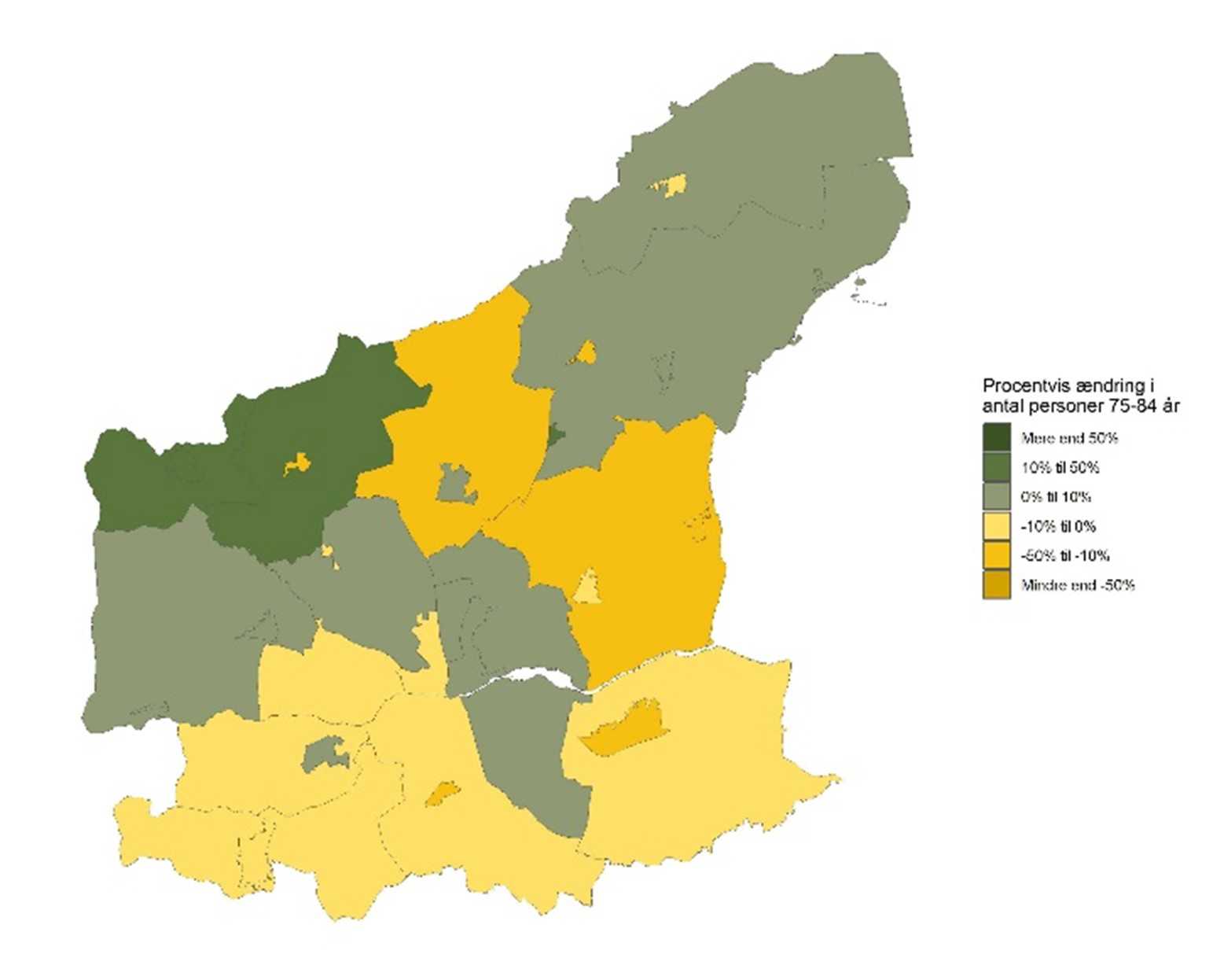 De 75-84-årige - Forventet udvikling fra 2026 til 2035 - procent