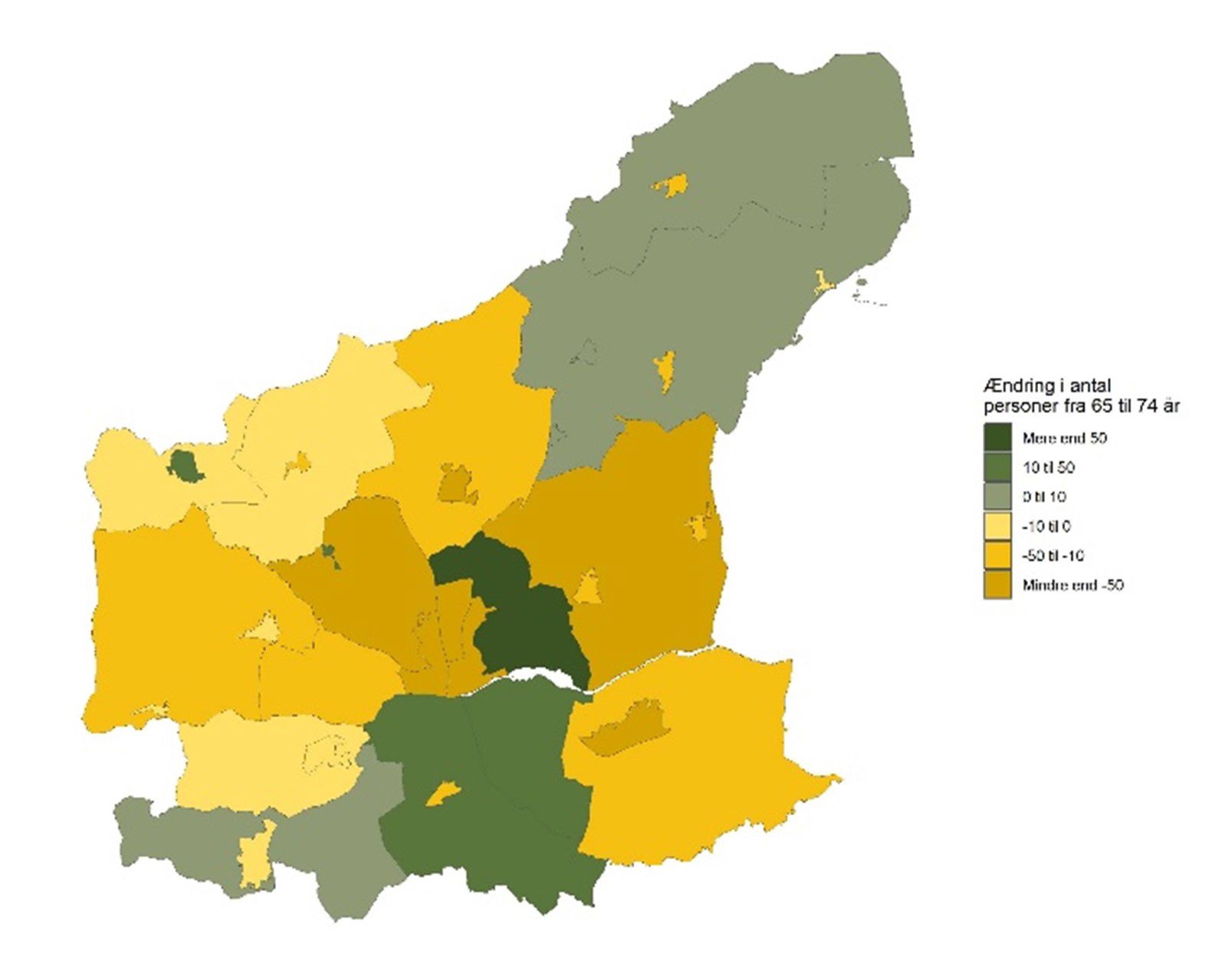 De 65-74-årige - Historisk udvikling fra 2016 til 2025 - antal