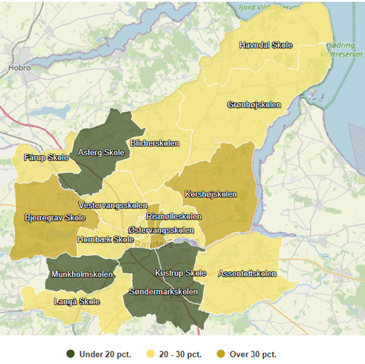 Andel elever med bekymrende fravær i indeværende skoleår (2024-2025)
