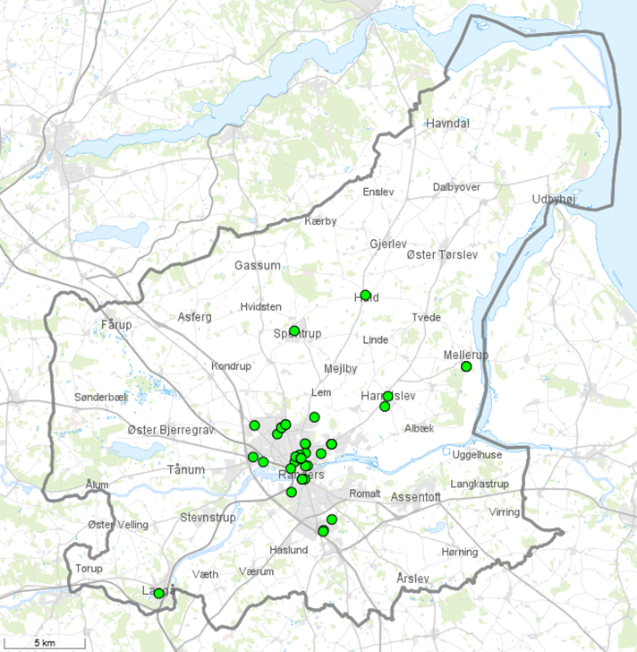 Kort over institutioner på socialområdet (marts 2025)