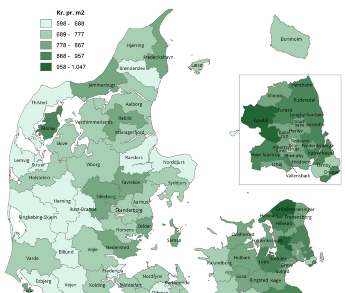 Huslejeniveau for almene boliger i 2015