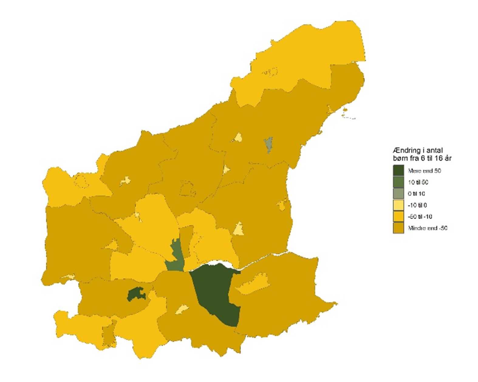 De 6-16-årige - Historisk udvikling fra 2016 til 2025 - antal