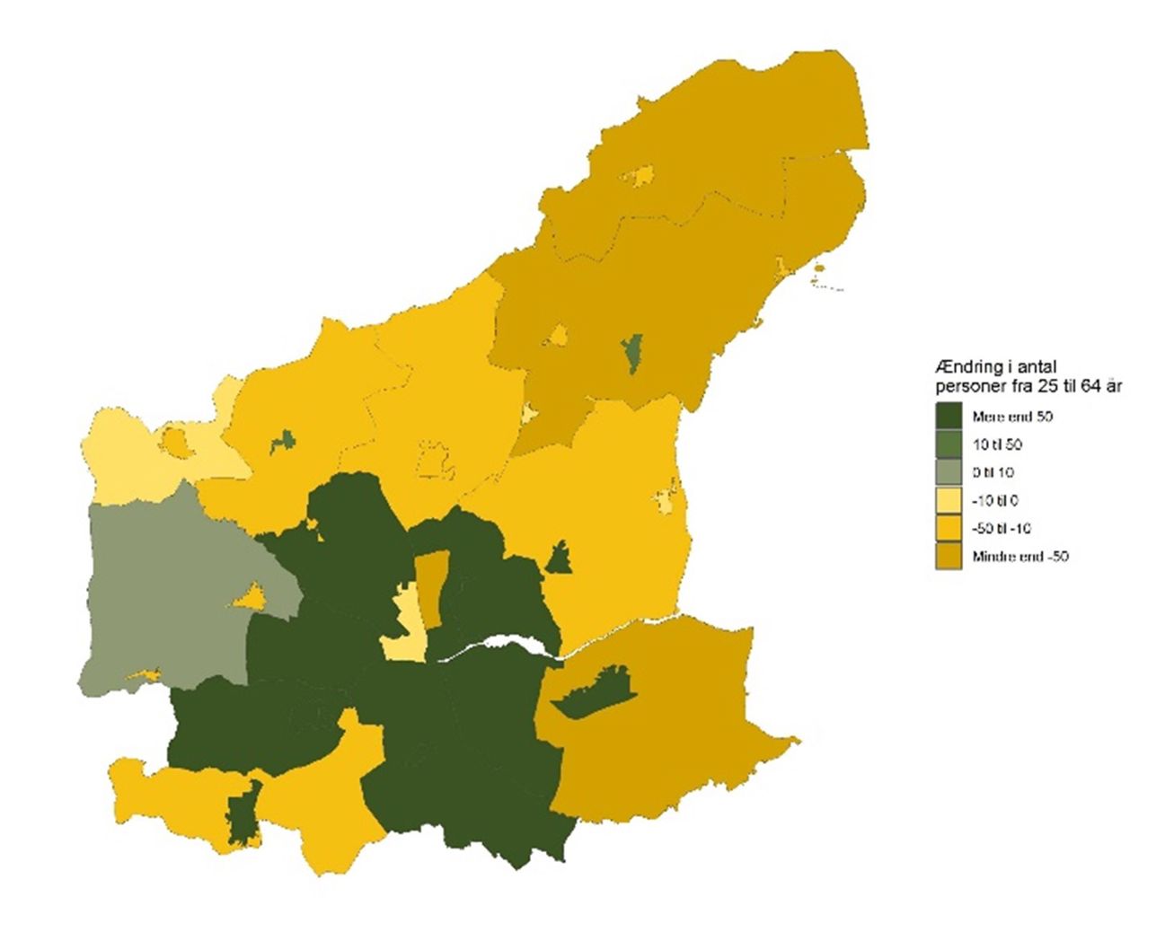 De 25-64-årige - Historisk udvikling fra 2016 til 2025 - antal