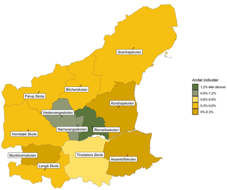 Andel borgere (+18 år) med en sag både på socialområdet og i jobcenteret i januar 2025