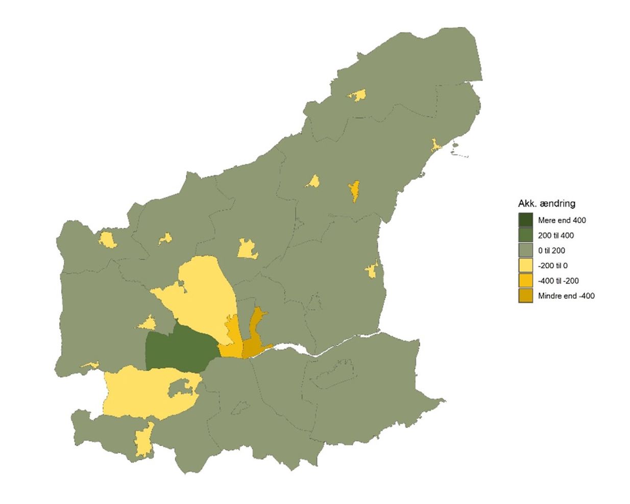 Historisk udvikling i forskellen mellem fødte og døde fra 2016 til 2025
