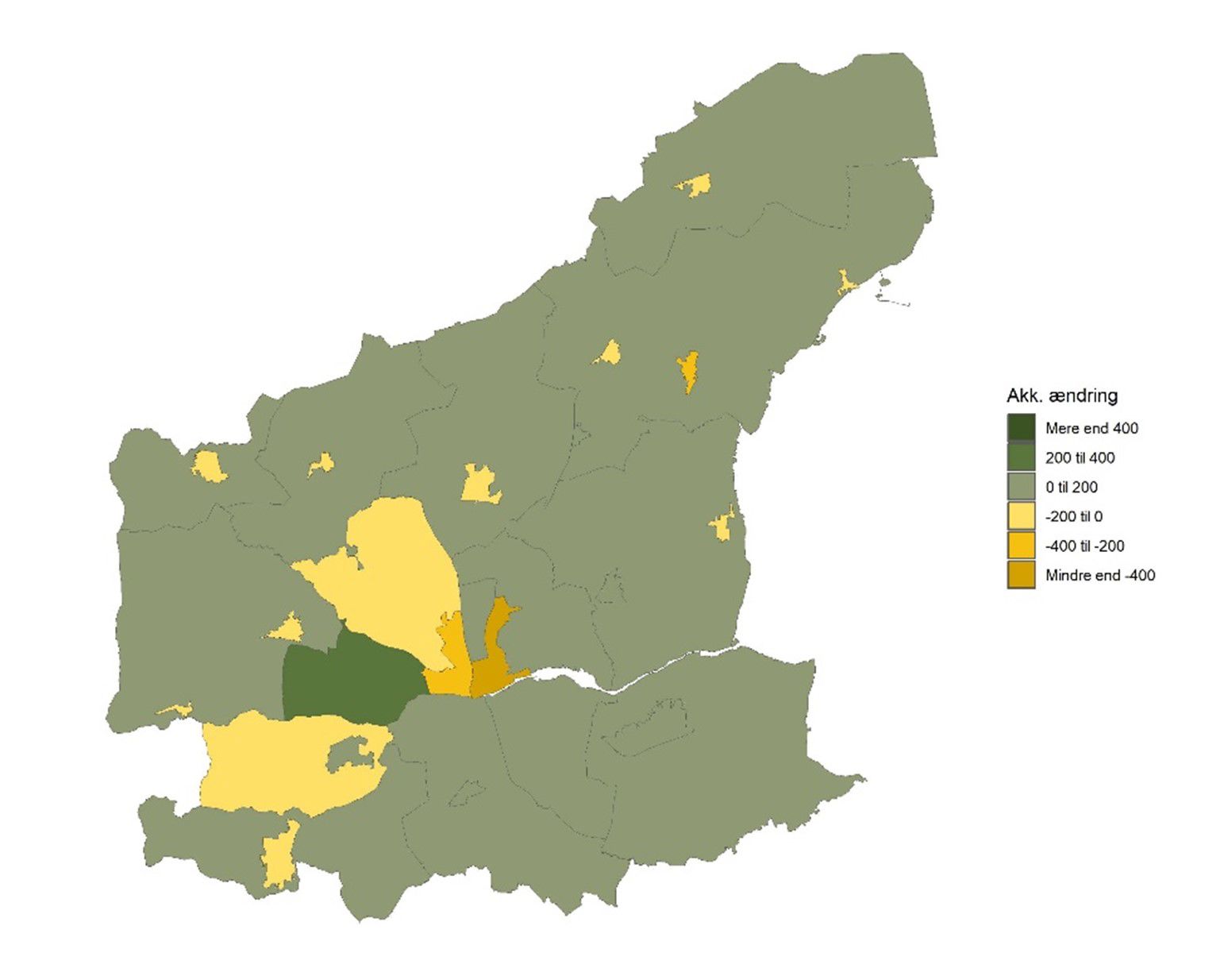 Historisk udvikling i forskellen mellem fødte og døde fra 2016 til 2025