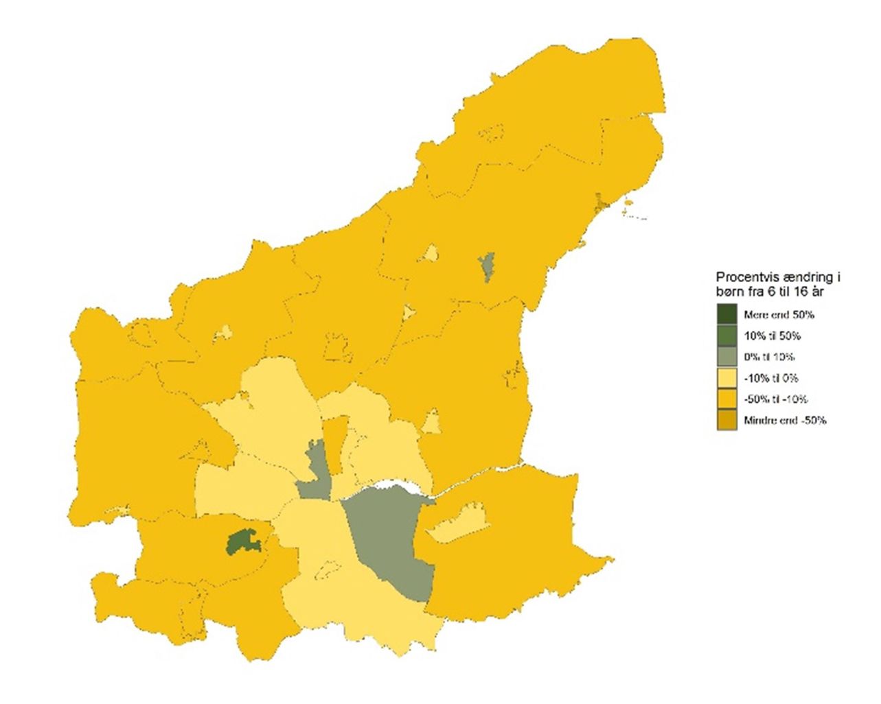 De 6-16-årige - Historisk udvikling fra 2016 til 2025 - procent