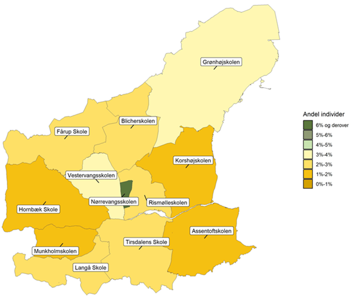 Andel borgere (+18 år) med en kontakt eller sag på både sundhedsområdet og i jobcenteret i januar 2025