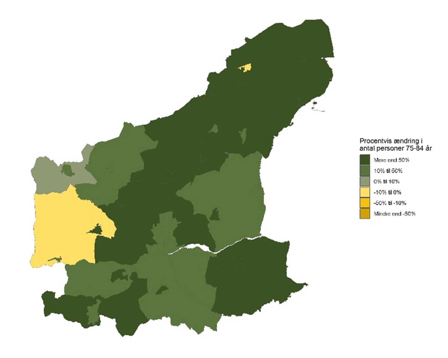 De 75-84-årige - Historisk udvikling fra 2016 til 2025 - procent