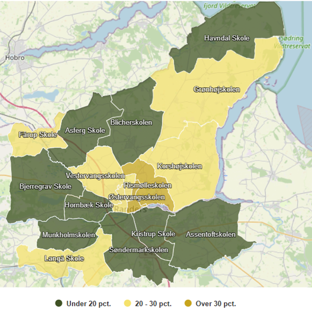 Andel elever med bekymrende fravær i skoleåret 2023-2024