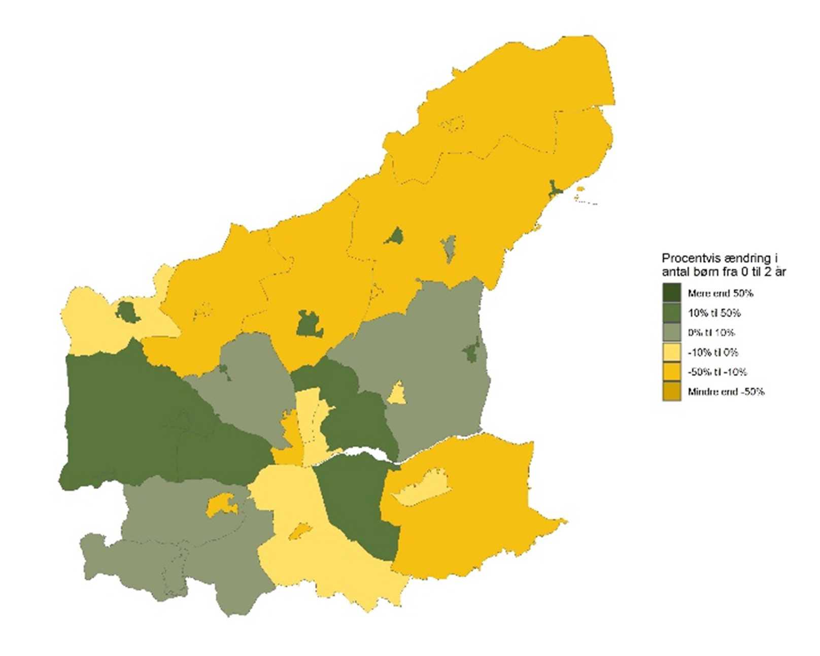 De 0-2-årige - Forventet udvikling fra 2026 til 2035 - procent