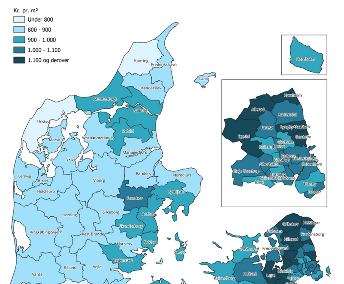 Huslejeniveau for almene boliger i 2025