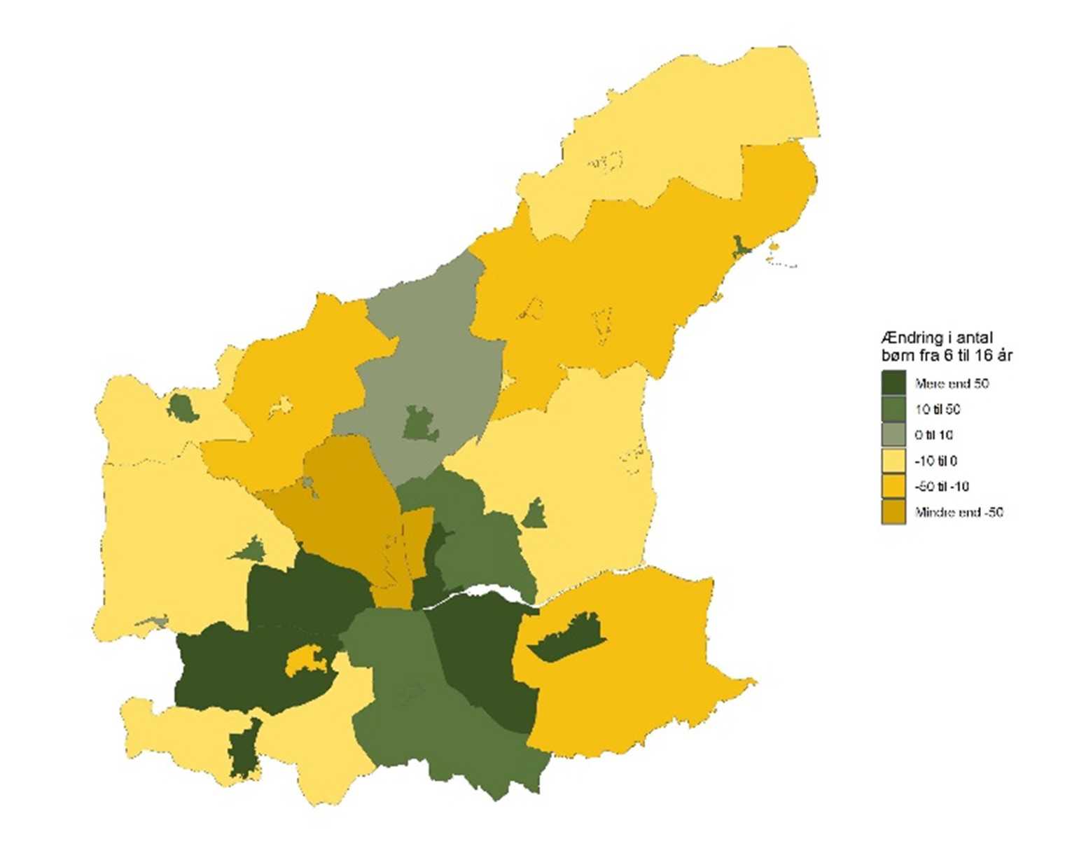 De 6-16-årige - Forventet udvikling fra 2026 til 2035 - antal