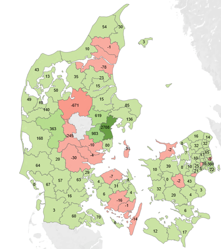 Nettotilflytning 2015-2024 i Silkeborg Kommune