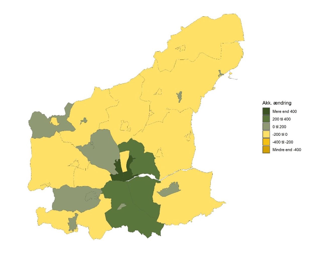 Historisk udvikling i den mellemkommunale flyttebalance fra 2016 til 2025