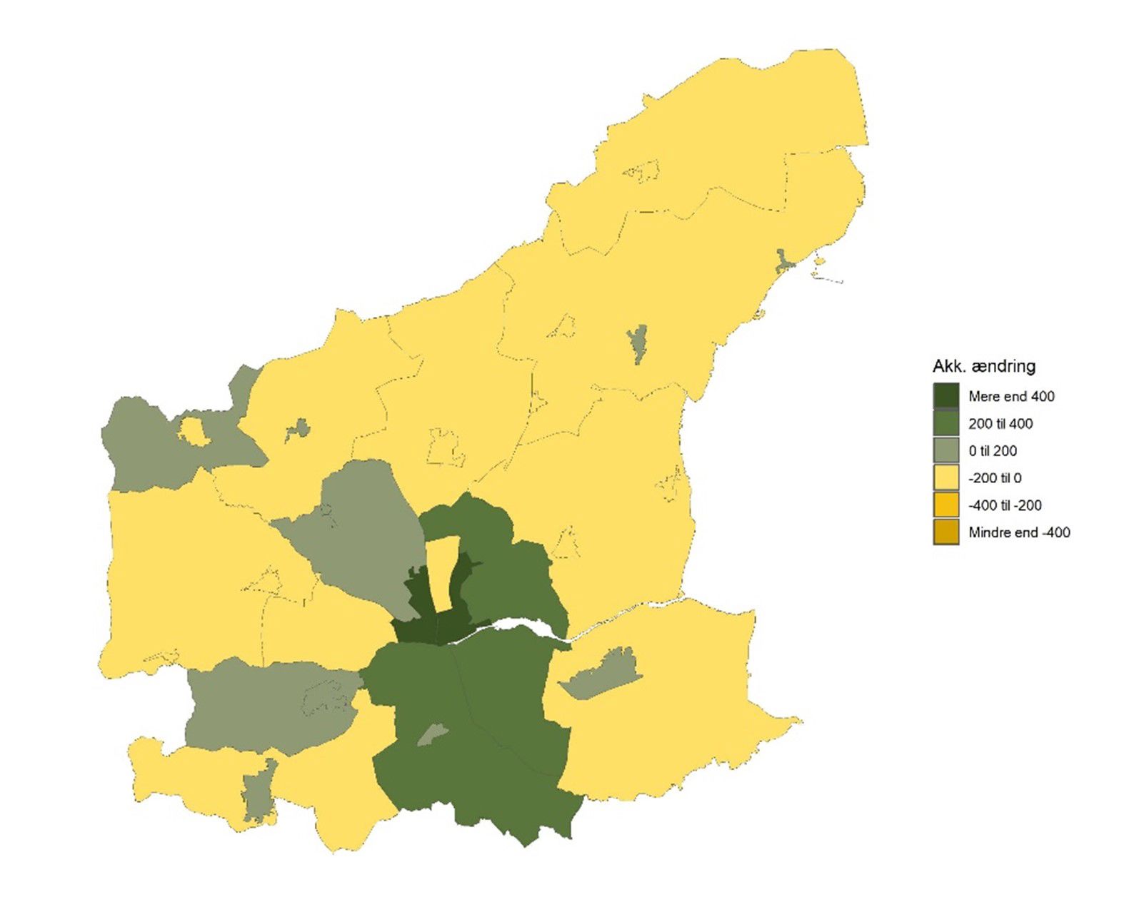 Historisk udvikling i den mellemkommunale flyttebalance fra 2016 til 2025
