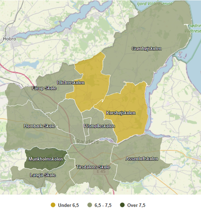 Gennemsnitskarakterer til folkeskolens afgangseksamen