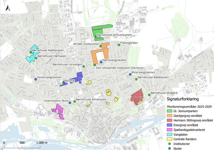De syv boligområder i Den Boligsociale Helhedsplan Randers 2025-29