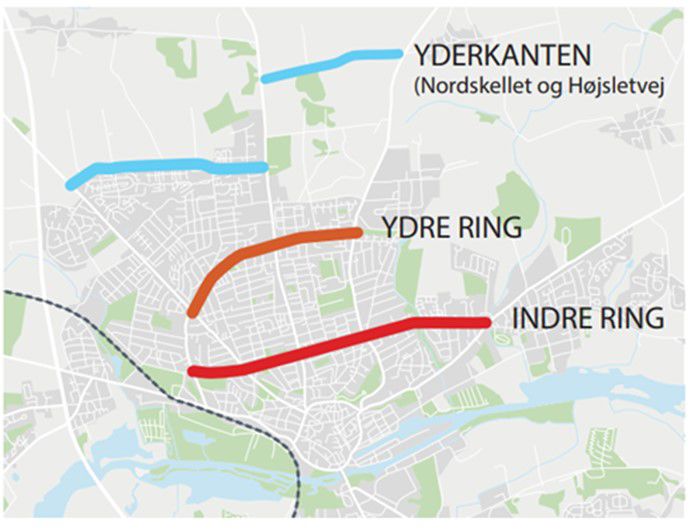 Illustration af indre og ydre ringvej samt yderkanten