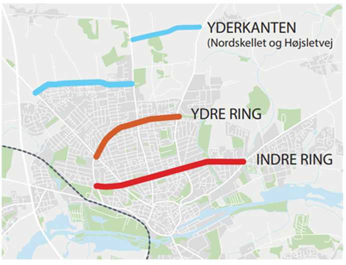 Illustration af indre og ydre ringvej samt yderkanten