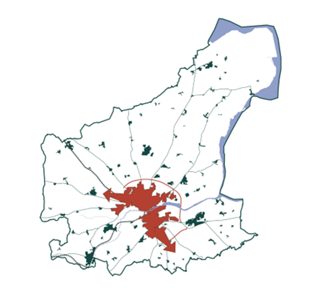 Kort med vækstretninger for Randers by